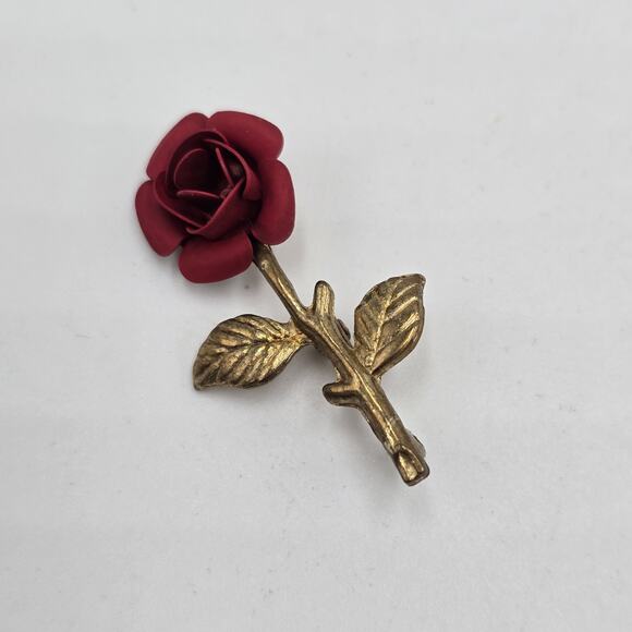 Vintage 80s 90s Y2K Miniature Gold Tone Rose Brooch Pin Boho Cottage Floral - Picture 1 of 4